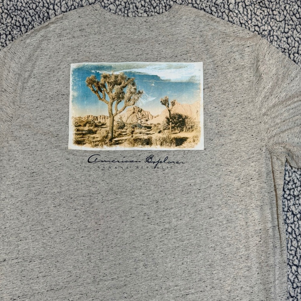 Banana Republic T Shirt Mens XXL Gray Cotton Blend American Explorer Pocket Tee